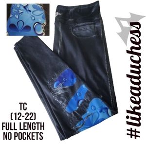 Faux Distressed Denim Leggings - April Showers